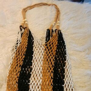 BOHO Stylish Tan and Black Woven Bag